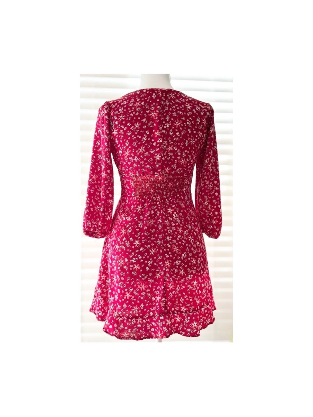 Zara Raspberry Floral Square-Neck Mini Dress - Picture 5 of 6